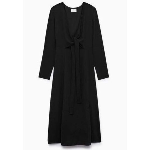 Aritzia Wilfred Black Aubagne Midi Dress Adjustable Wrap w/optional cutout 10 - Picture 16 of 16